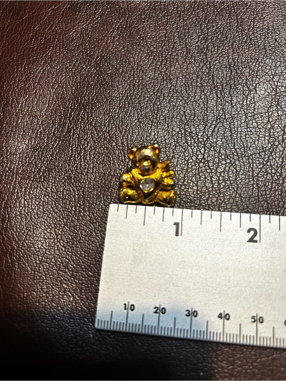 Gold-tone Teddy Bear Charm Pendant with Clear Crystal Accent